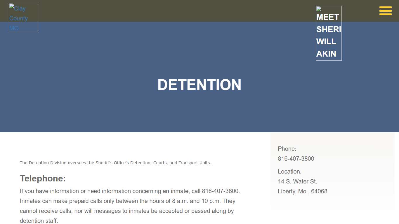 Detention Center | Missouri | Clay County Sheriff's Office